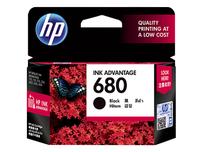 HP 680 Black (F6V27AA) หมึกแท้ สีดำ จำนวน 1 ชิ้น ใช้กับพริ้นเตอร์ HP DeskJet Ink Advantage 1115/ 2135 AIO/ 3635 AIO/ 3855/ 4535/ 4675/ 3775