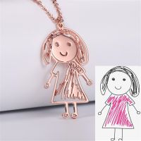 Fils Custom Kids Drawing Necklace Pendant Stainless Stee Personalized Children Artwork Pendant for Kids Jewelry Birthday Gifts