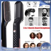 3-In-1 Electric Beard Straightener Hair Straightener Brush Styling Comb Travel