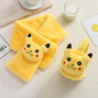 อะนิเมะ Pokemon Pikachu ผ้าพันคอการ์ตูนเด็กผ้าพันคอ Warm Snood Girls Warm Plush ผ้าพันคอ Pikachu เด็ก Earmuffs Head Wear คริสต์มาสของขวัญ