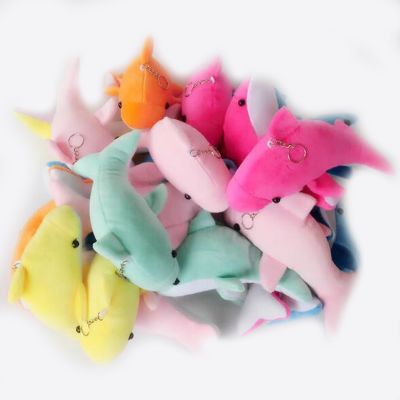 ☂✻☋ 2Pcs Funny Colorful Soft 10Cm 18Cm Mini Stuffed Plush Cartoon Dolphin Key Chain Pendant Doll Toys Children Birthday Surprise Toy
