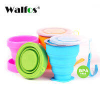 WALFOS พับถ้วย 270ml BPA ฟรีเกรดอาหารถ้วยน้ำซิลิโคนสีแบบพกพากลางแจ้งกาแฟ Handcup-ogfhdsd