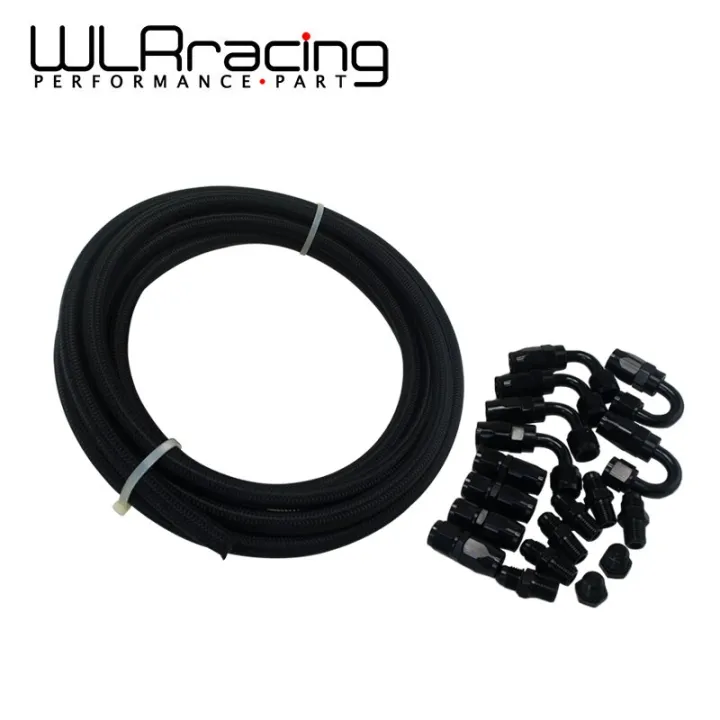 WLR RACING 6 AN Pro's Lite Black Braided Fuel Line Hose 350 PSI 5M