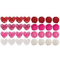 32Pcs ValentineS Day Heart Shape &amp; Round Rattan Balls Decorative Wedding Wicker Balls Decorations