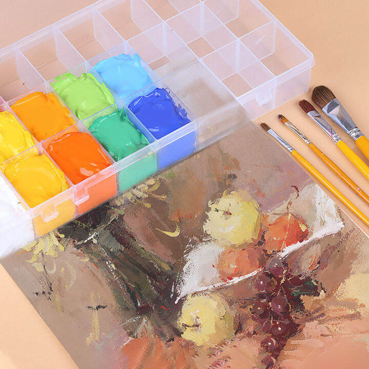 24/36 Grids Watercolor Palette Box Large Capacity Portable Plastic Box Watercolour Paints Box