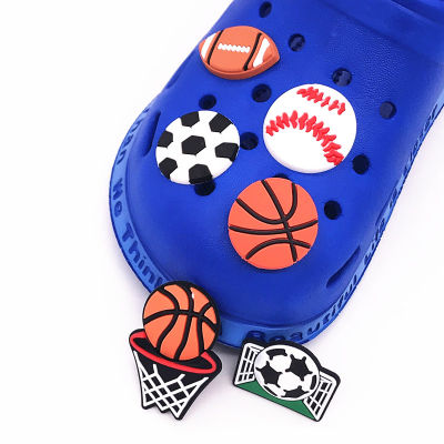 Wholesale 50Pcs Sports Volleyball Football Basketball Baseball Shoe Accessories Shoe Buckle Shoe Charms For Kid Gift Croc Jibz