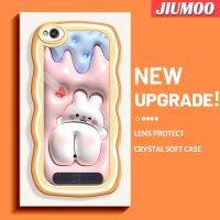 JIUMOO เคสสำหรับ Xiaomi Redmi 4A 5A 6A เคส3D ลายการ์ตูนกระต่ายสีขาวตัวเล็กๆลายคลื่นคอลอร์เดอร์โปร่งใสกันกระแทกนิ่มเคสโทรศัพท์เนื้อ TPU ฝาครอบป้องกันกล้องปลอกซิลิโคน