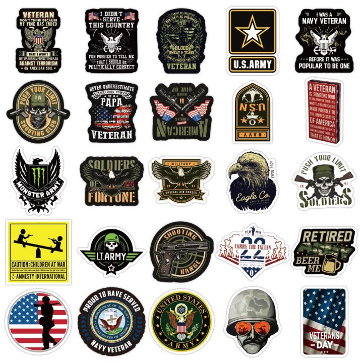 10-30-50pcs-cartoon-commemorative-veterans-graffiti-military-equipment-war-stickers-bear-unicorn-school-student-diary-trunk-stickers-labels