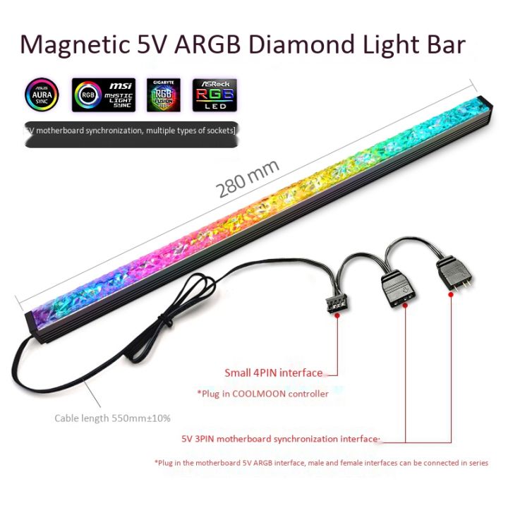 coolmoon-computer-rgb-color-light-strip-5v-3pin-aluminum-chassis-light-with-magnetic-multicolor-rgb-led-lamp