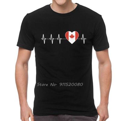 Heartbeat I Love Canada Country Flag Heart Family T-Shirt Men T Shirts Short Sleeve Canadian Flag Tshirt Cotton Tee Tops