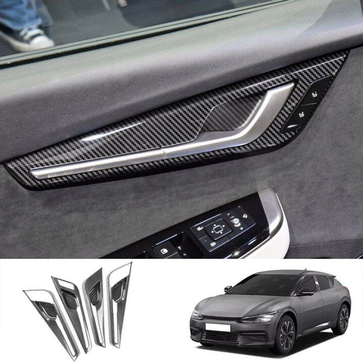 4pcs-carbon-fiber-interior-mouldings-inner-door-handle-bowl-panel-decoration-cover-trim-for-kia-ev6-2021-2022-lhd