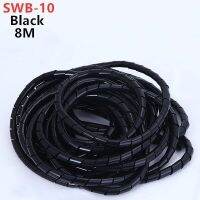 Swb-10สายห่อเกลียวเส้นผ่านศูนย์กลาง10มม. ความยาวประมาณ10ม. สีดำสีขาวสายเคเบิ้ลปลอกสายเคเบิลม้วนท่อห่อเกลียว