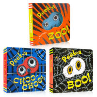 3 Bookset Peek-A Zoo Boo Choo-Choo! เด็กพลิกหนังสือเรื่องราวหนังสือภาพเด็กในช่วงต้นของการศึกษากระดาษแข็งหนังสือการเรียนรู้ของเล่นเด็ก