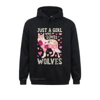 Prevalent Women Sweatshirts Long Sleeve Hoodies Hoods Wolf Just A Girl Who Loves Wolves Funny Women Lover Flower Size Xxs-4Xl