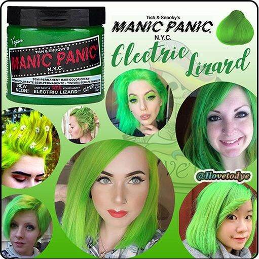 Electric Lizard Manic Panic SemiPermanent Green Hair Dye ilovetodye