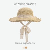 ▲ Summer Japanese beach hat lace straw hat female small fresh sun hat sunshade Korean style tie-up foldable sun hat