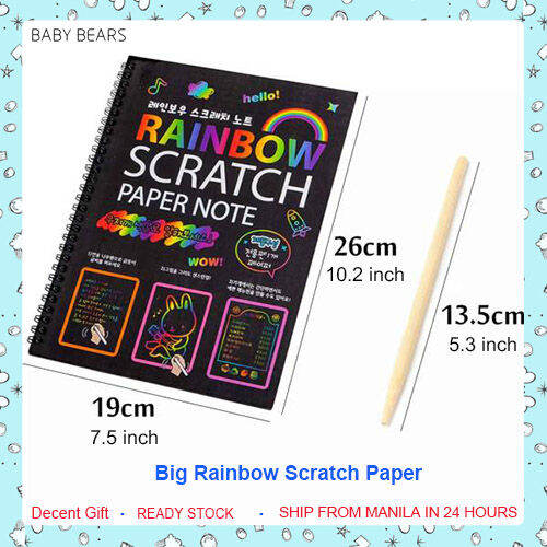 19*26cm Black Large Magic Scratch Art Doodle Pad Color Rainbow Scratch