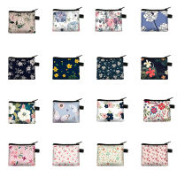 Small Cosmetic Bags Floral Plaid Print Sanitary Napkin Storage Bag Girl Women Coin Money Card Eearphone Lipstick Holder Pouch