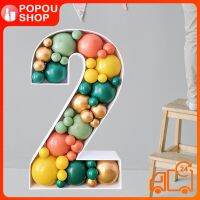 POPOUSHOP เฟรมบอลลูนตกแต่งหมายเลข 2 บอลลูนกล่องบอลลูนกรอบสำหรับปาร์ตี้วันเกิดตกแต่ง