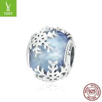 [COD] European and hot selling snowflake 925 silver glass beads popular accessories SCC1666