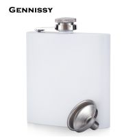 GENNISSY 6oz Stainless Steel Hip Flask with Funnel Pocket Metal Hip Flask Alcohol Whiskey Outdoor Russian Hip Flask Screw Cap