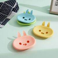 Cute Bunny Soap Box Cartoon Smiley Soap Holder Box Double Layer Bathroom Soap Holder Dish Storage Plate Tray Home Shower Supplie Soap Dishes