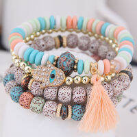 สร้อยข้อมือ Bodhi Tassel สร้อยข้อมือ Multilayer ถักโบฮีเมียนปาล์มสร้อยข้อมือ 11292 5JUA 5JUA