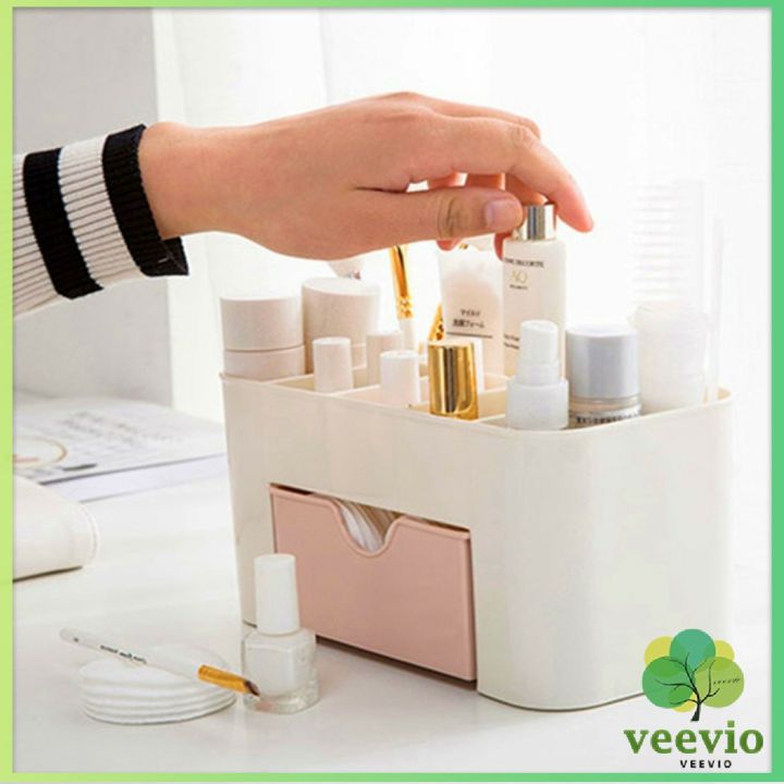 veevio-กล่องเก็บอุปกรณ์สำนักงาน-กล่องวางเครื่องสำอางค์-กล่องเอนกประสงค์-กล่องเก็บตาราง-cosmetics-box-drawer-มีสินค้าพร้อมส่ง