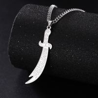 LIKGREAT Stainless Steel Muslim Islam Knife Necklace for Men Imam Ali Arabic Sword Pendant Necklaces Islamic Jewelry Gift Headbands