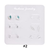 6 Pair Women Crystal Pearl Heart Earrings Ear Stud Jewelry