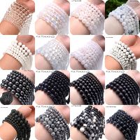 ♨ Free Shipping Natural Stone Bead Black White Opal Matte Agates Hematite Round Bulk Lava Bead For Jewelry DIY Bracelet 4-12mm