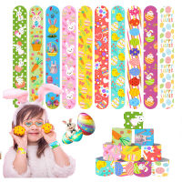 A10pcs กระต่ายอีสเตอร์ Clap สร้อยข้อมือกระต่ายไข่ที่มีสีสันสร้อยข้อมือ Papa Circle Happy Easter Day Party Decor เด็ก Favor GiftsM