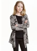 H&amp;M : เสื้อคลุมไหมพรม ผ้าไม่หนา ลายดาว สีเทาดำ รุ่น Patterned Cardigan size 8-10y