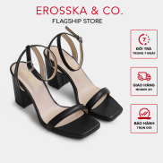 Erosska - Giày sandal cao gót nữ mũi vuông phối dây quai mảnh kiểu dáng cơ