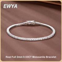 EWYA New In Real D Color Full 2Mm 0.03CT Moissanite Tennis Bracelet For Women S925 Silver Plated 18K Diamond Link Bracelets Gift