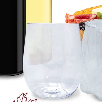 Disposable Wine Glasses, Stemless Plastic Wine Glasses for Parties Wine Cups, Plastic Champagne Glasses Cocktail Glasses