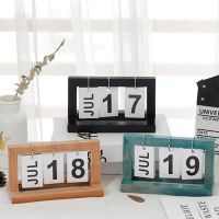 New Simplicity Wooden Flip Calendar Ornament Creative Agenda Calendar Reusabl Desktop Home Decor Office Standing Desk Calendar