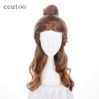 ccutoo Beauty and the Beast Bella Princess Synthetic Hair Wig With Bun Hairstyle Halloween Costume Party Cosplay Wigs Wig  Hair Extensions Pads