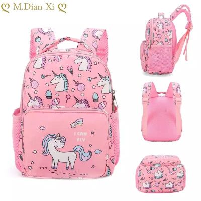 2023 Girls School Bag Children Pink Purple Printing Waterproof Backpack Kindergarten Cute Girls Children Unicorn School Bag