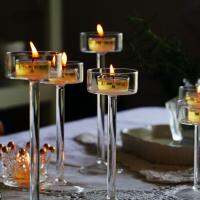 【YF】 Glass Candle Holders Set Tealight Holder Wedding Table Centerpieces Dinner Setting