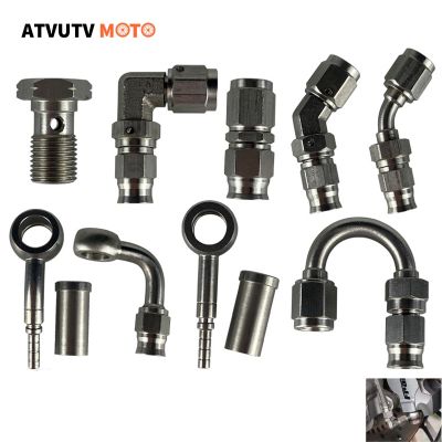 Universal Stainless Steel Engine Hydraulic Brake Hose Fitting Ends Adapter Fuel Pipe Joint For Motorcycle Scooter Moped ATV UTV