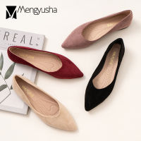 4 Colors Plus Size Ballet Shoes Ladies Pointed Toe Flats Soft Velvet Loafers Women Office Dress Flats Comfy Slip On Ballerinas