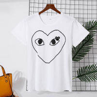 White short-sleeved t-shirts heart-shaped female round collar loose couple parent-child outfit and a half sleeve tshirt men