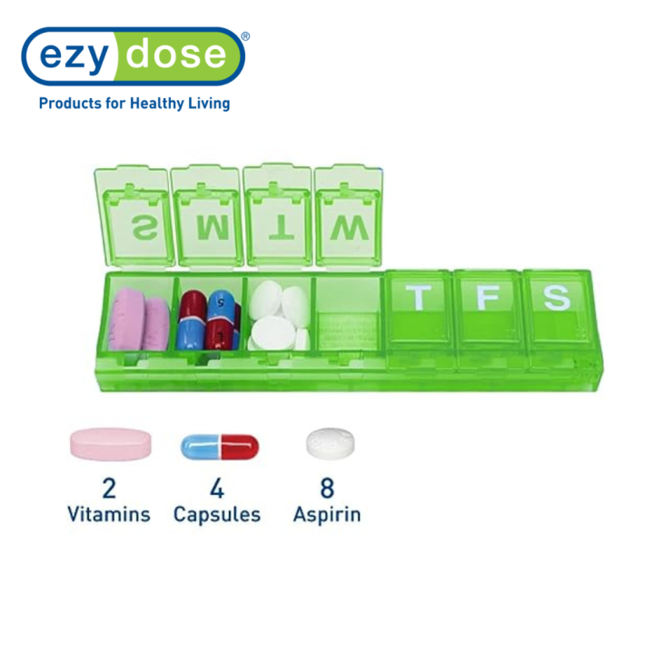 ezy-dose-กล่องใส่วิตามินรายสัปดาห์-7-ช่อง-weekly-7-day-locking-pill-reminder-รุ่น-apo-67801-คละสี