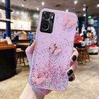 เคสโทรศัพท์สำหรับ A96 A76 OPPO 4กรัมผีเสื้อนุ่มโปร่งใสกากเพชรส่องแสงเป็นประกายวิบวับ OPPO A76 A96 4กรัม