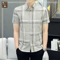 เสื้อเชิ้ตแขนสั้นผู้ชาย AZHEN STUDIO ลายสก๊อตธุรกิจลำลอง