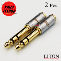 Kaidi (2 ชิ้น) แจ็คแปลง 6.35 เป็น 3.5 มม. Liton USA Gold Plated Jack 6.35 mm Male to 3.5 mm Connector Female Stereo Audio Adapter