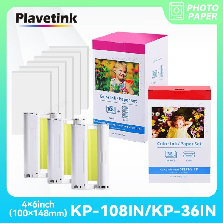 Plavetink Kp 108in For Canon Selphy Color Ink Paper Set Photo Printer Cp1200 Cp1300 Cp910 Cp900 0577