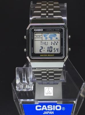 นาฬิกา  Casio รุ่น A500WA-1DF ตัวเรือนสีเงิน หน้าจอระบบดิจิตอล ของแท้ 100% CafeNalika