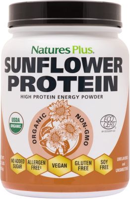 NaturesPlus Organic Sunflower Protein (1.22 lbs) 15 Servings Vegan Protein Powder  Unflavored &amp; Unsweetened BCAA High Protein Energy Promotes Muscle Growth &amp; Strength Vegetarian, Gluten-Free โปรตีนมังสวิรัติ โปรตีนพืช